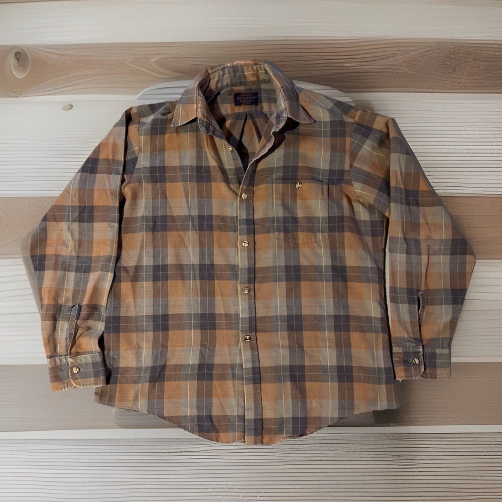 Vtg  Ivy Classics button down plaid shirt Men's Size Large Multi Color